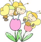 公民館・市役所・町村役場のためのチューリップ ちょうちょ無料イラストお試しフリー素材(カット)