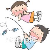 公民館・市役所・町村役場のための魚つり 子ども無料イラストお試しフリー素材(カット)