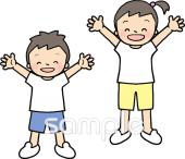 公民館・市役所・町村役場のためのラジオ体操 子ども無料イラストお試しフリー素材(カット)