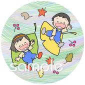 公民館・市役所・町村役場のための落ち葉 子ども無料イラストお試しフリー素材(カット)