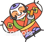 公民館・市役所・町村役場のための奴凧 1月の壁面飾り無料イラストお試しフリー素材(カット)