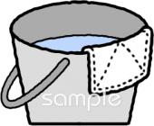 公民館・市役所・町村役場のためのバケツ 雑巾無料イラストお試しフリー素材(カット)