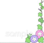 公民館・市役所・町村役場のためのコーナー飾り 朝顔無料イラストお試しフリー素材(カット)