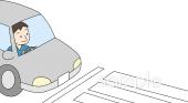 公民館・市役所・町村役場のための横断歩道 停車無料イラストお試しフリー素材(カット)