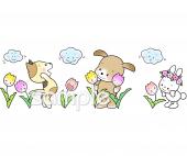 公民館・市役所・町村役場のための春 動物 壁面無料イラストお試しフリー素材(カット)