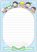 公民館・市役所・町村役場のためのお手紙用紙 子ども 夏無料イラストお試しフリー素材(カット)