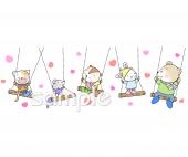 公民館・市役所・町村役場のための動物 ブランコ無料イラストお試しフリー素材(カット)