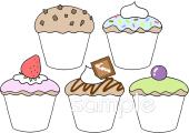 公民館・市役所・町村役場のためのがんばりカード カップケーキ無料イラストお試しフリー素材(カット)