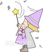 公民館・市役所・町村役場のための魔法使い 音符無料イラストお試しフリー素材(カット)