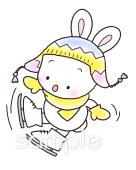 公民館・市役所・町村役場のためのスケート ウサギ無料イラストお試しフリー素材(カット)