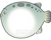 公民館・市役所・町村役場のための文字枠 フグ無料イラストお試しフリー素材(カット)